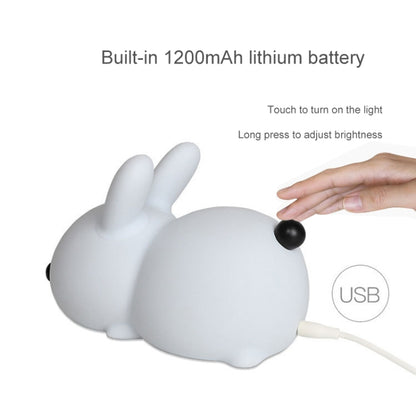 ซิลิโคนกระต่าย LED Night Light USB ชาร์จ Dual-Tone Light Pat Light
