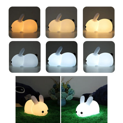 ซิลิโคนกระต่าย LED Night Light USB ชาร์จ Dual-Tone Light Pat Light