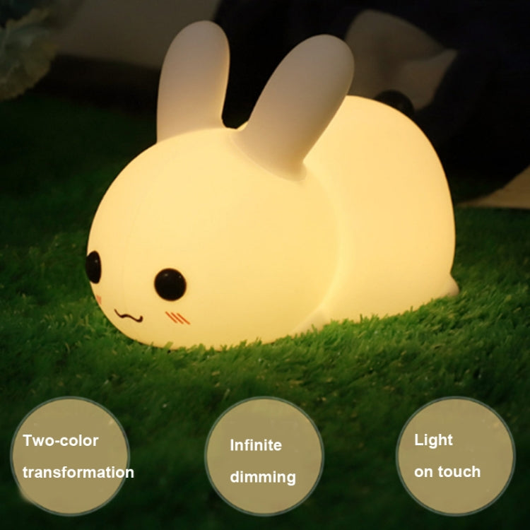 ซิลิโคนกระต่าย LED Night Light USB ชาร์จ Dual-Tone Light Pat Light