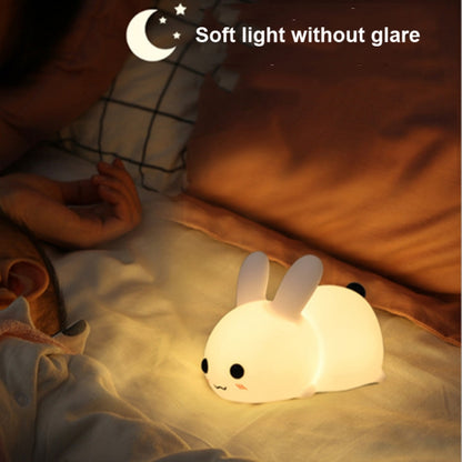 ซิลิโคนกระต่าย LED Night Light USB ชาร์จ Dual-Tone Light Pat Light