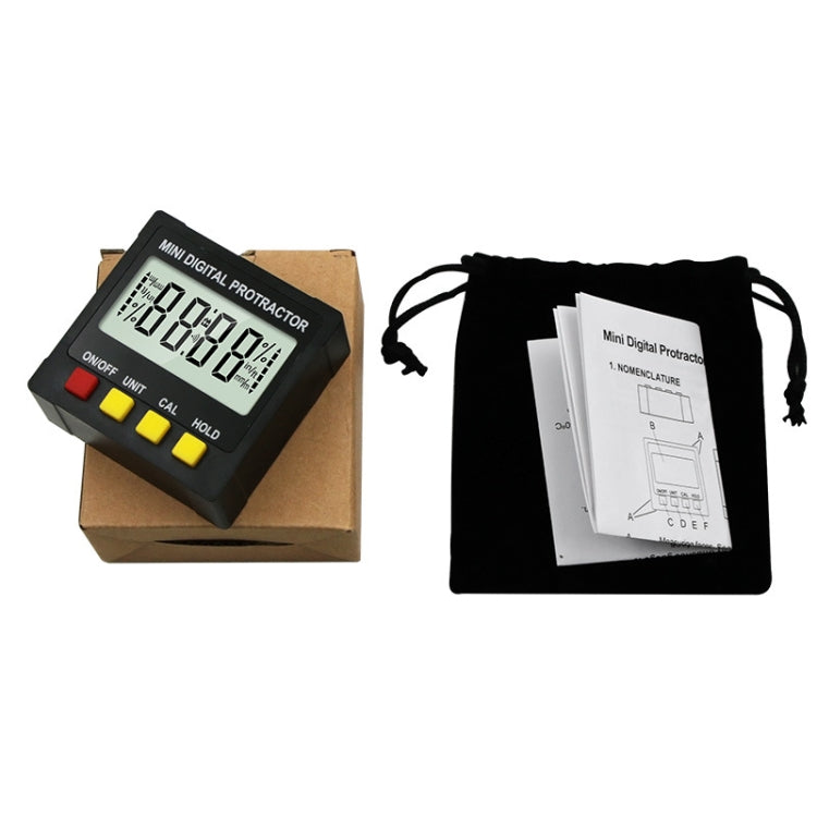 อิเล็กทรอนิกส์ดิจิตอลจอแสดงผล Inclinometer ระดับความลาดชันไม้โปรแทรกเตอร์สี่ด้านแม่เหล็กมุมไม้บรรทัด, Magnetic Angle Ruler