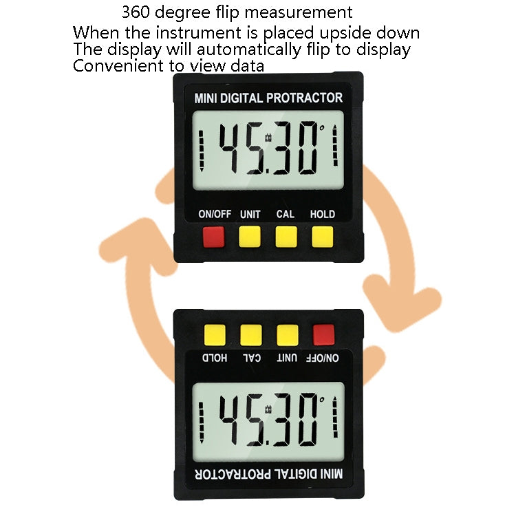 อิเล็กทรอนิกส์ดิจิตอลจอแสดงผล Inclinometer ระดับความลาดชันไม้โปรแทรกเตอร์สี่ด้านแม่เหล็กมุมไม้บรรทัด, Magnetic Angle Ruler