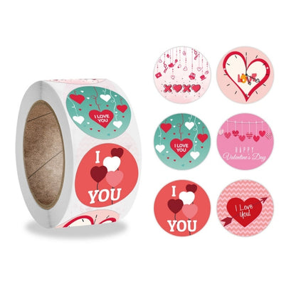 5 ชิ้น Olled รอบวันวาเลนไทน์หัวใจของขวัญตกแต่งสติ๊กเกอร์ฉลาก, Valentines Day Heart Sticker