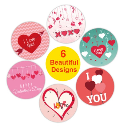 5 ชิ้น Olled รอบวันวาเลนไทน์หัวใจของขวัญตกแต่งสติ๊กเกอร์ฉลาก, Valentines Day Heart Sticker