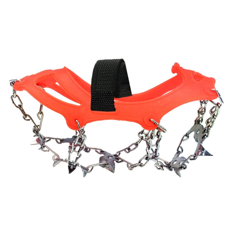 กลางแจ้ง 18 ฟัน 430 สแตนเลส Crampons รองเท้าเดินป่าหิมะ Spikes ผ้าคลุมรองเท้ากันลื่น, ขนาด:, 18-Tooth M (Orange), 18-Tooth L (Black)