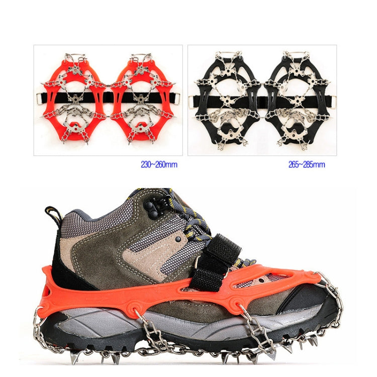 กลางแจ้ง 18 ฟัน 430 สแตนเลส Crampons รองเท้าเดินป่าหิมะ Spikes ผ้าคลุมรองเท้ากันลื่น, ขนาด:, 18-Tooth M (Orange), 18-Tooth L (Black)