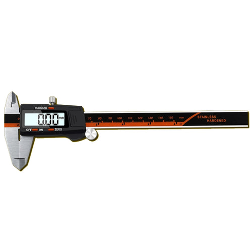 0-150 มม.พลาสติกเมตรสแตนเลสสตีลดิจิตอลอิเล็กทรอนิกส์ความแม่นยำสูง Vernier Caliper, 2 Units of mm/inch, 3 Units of mm/in/f