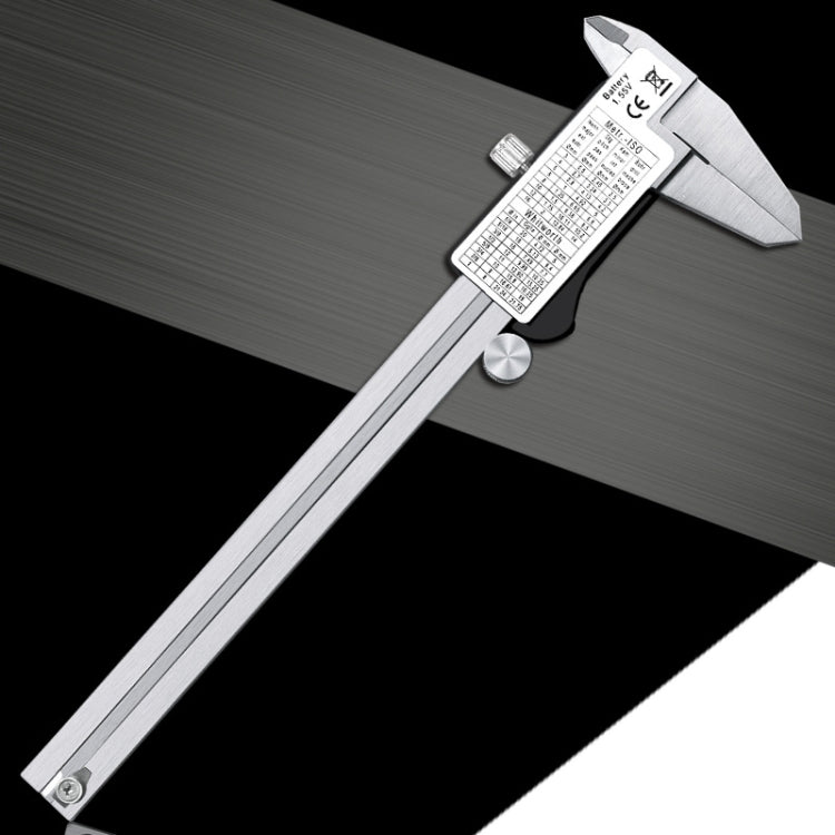 0-150 มม.พลาสติกเมตรสแตนเลสสตีลดิจิตอลอิเล็กทรอนิกส์ความแม่นยำสูง Vernier Caliper, 2 Units of mm/inch, 3 Units of mm/in/f