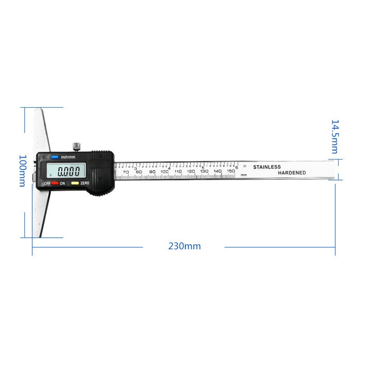 0-150 มม.ดิจิตอลจอแสดงผลความลึก Caliper Vernier Caliper ความลึกวัดไม้บรรทัด, 0-150mm