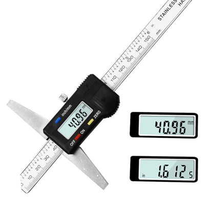 0-150 มม.ดิจิตอลจอแสดงผลความลึก Caliper Vernier Caliper ความลึกวัดไม้บรรทัด, 0-150mm