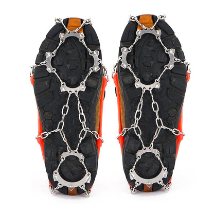 13 ฟันสแตนเลสกลางแจ้งปีนเขาปีนเขา Crampons เดินป่ารองเท้ากันลื่นครอบคลุมขนาด:, 13 Teeth M（Orange）