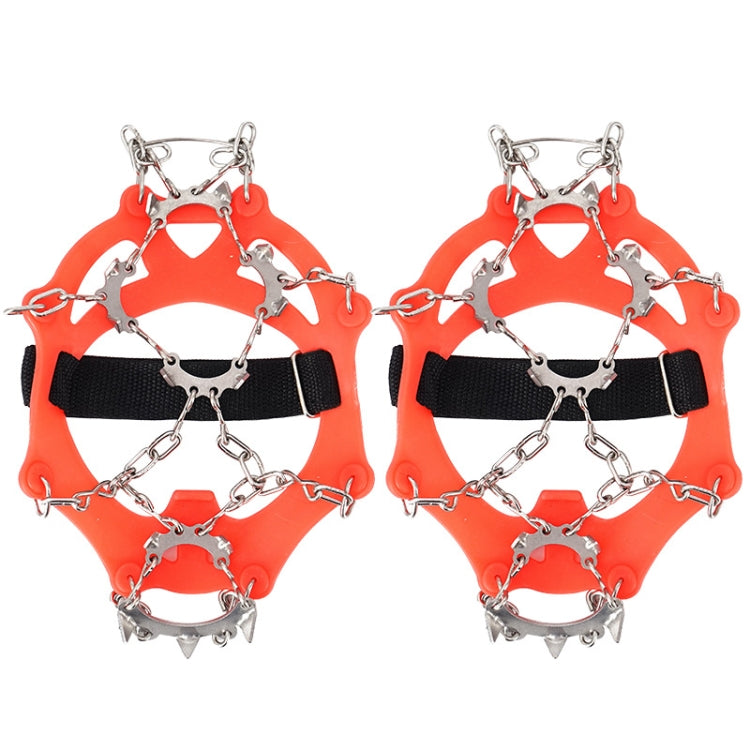 13 ฟันสแตนเลสกลางแจ้งปีนเขาปีนเขา Crampons เดินป่ารองเท้ากันลื่นครอบคลุมขนาด:, 13 Teeth M（Orange）