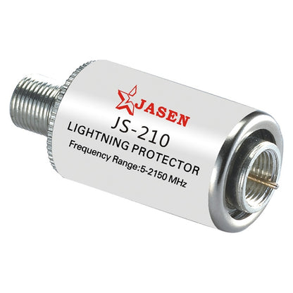 JS-210 5-2150MHz อุปกรณ์ป้องกันแสงทีวีดาวเทียมโคแอกเชียลอุปกรณ์ป้องกันไฟเสาอากาศดาวเทียม Arrester