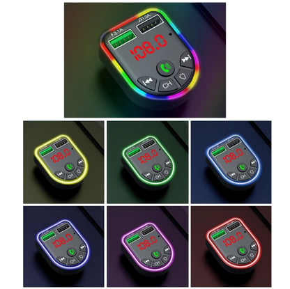 F5 รถเครื่องส่งสัญญาณ FM บลูทูธแฮนด์ฟรีเครื่องเล่นเพลง MP3 แสงบรรยากาศสีสันสดใส, F5