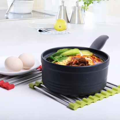 MS-202 3 ชิ้นบ้านครัวสแตนเลสลื่นป้องกันการลวก Placemat พับฉนวนกันความร้อนหม้อเสื่อสีการจัดส่งแบบสุ่ม, MS-202 Random Color