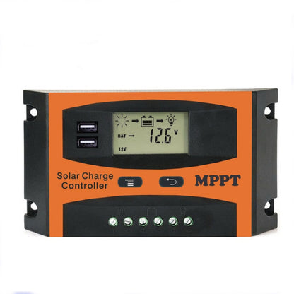 MPPT 12V/24V ระบุอัตโนมัติตัวควบคุมพลังงานแสงอาทิตย์พร้อมเอาต์พุต USB, 30A, 40A, 50A, 60A