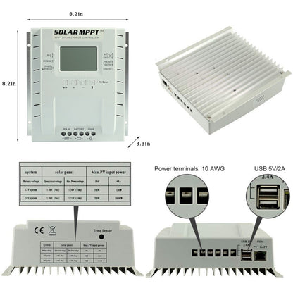 MPPT P60 60A 12V/24V เครื่องควบคุมการประจุพลังงานแสงอาทิตย์แบบระบุอัตโนมัติ