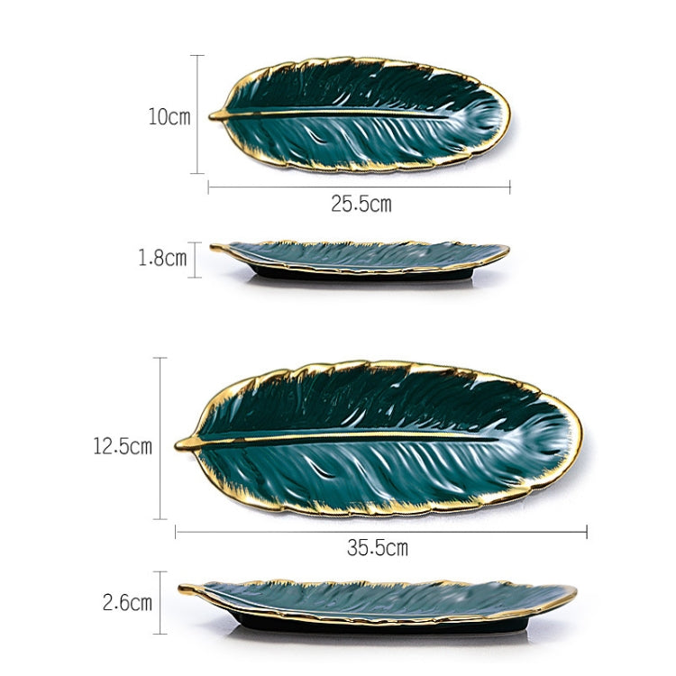 พนมเปญจานขนมเซรามิกจานขนนกผลไม้ใบกล้วยผลไม้แห้งถาดเก็บขนาด:, Large （Bright Emerald), Small (Bright Emerald), Large (Bright Peach Pink), Small (Bright Peach Pink), Large (Matt Black), Small (Matte  Black), Large (Matte White), Small (Matte White)