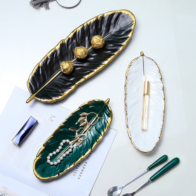 พนมเปญจานขนมเซรามิกจานขนนกผลไม้ใบกล้วยผลไม้แห้งถาดเก็บขนาด:, Large （Bright Emerald), Small (Bright Emerald), Large (Bright Peach Pink), Small (Bright Peach Pink), Large (Matt Black), Small (Matte  Black), Large (Matte White), Small (Matte White)