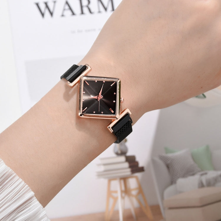2 ชิ้นสุภาพสตรีเพชรหน้าปัดนาฬิกาควอทซ์, Black, Red + Bracelet