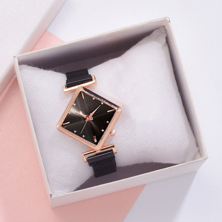 2 ชิ้นสุภาพสตรีเพชรหน้าปัดนาฬิกาควอทซ์, Black, Red + Bracelet
