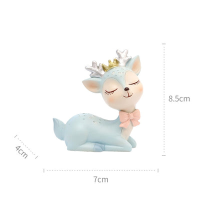 ตกแต่งรถการ์ตูน Sika Deer ตกแต่งเรซิ่นหัตถกรรมตกแต่งเค้ก, Blue, Pink