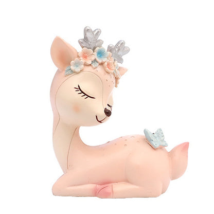 ตกแต่งรถการ์ตูน Sika Deer ตกแต่งเรซิ่นหัตถกรรมตกแต่งเค้ก, Blue, Pink