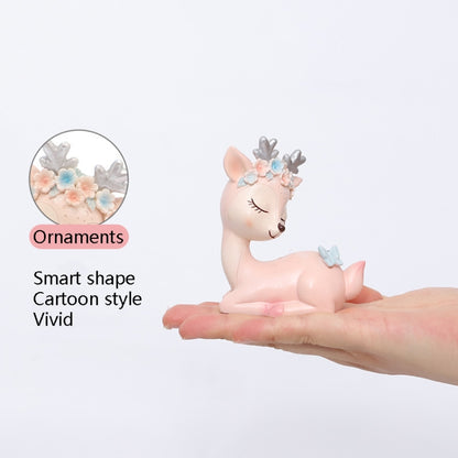 ตกแต่งรถการ์ตูน Sika Deer ตกแต่งเรซิ่นหัตถกรรมตกแต่งเค้ก, Blue, Pink