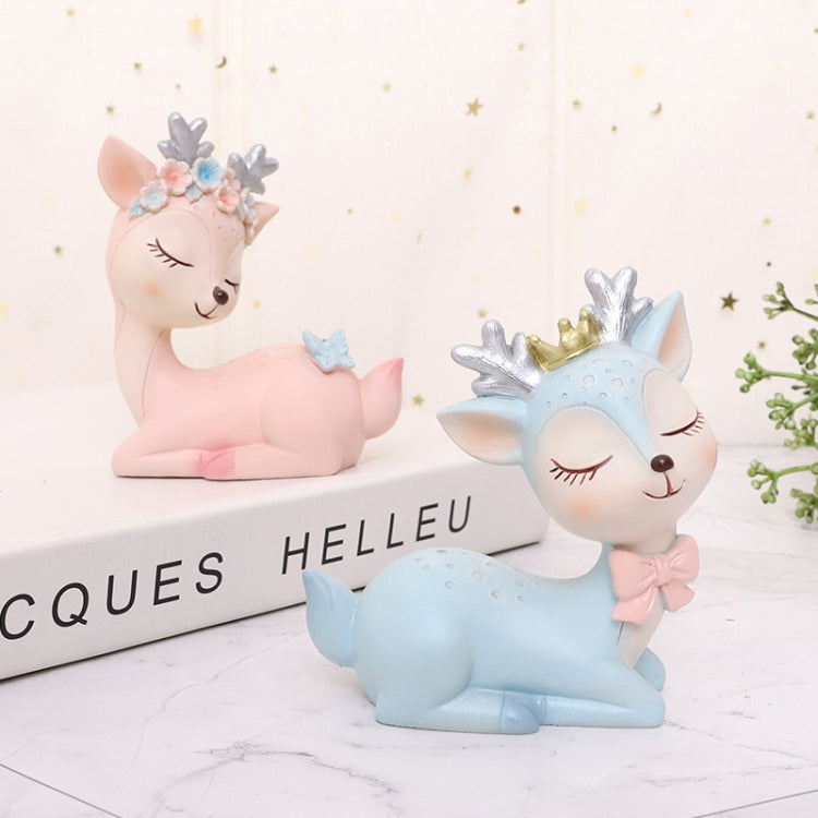 ตกแต่งรถการ์ตูน Sika Deer ตกแต่งเรซิ่นหัตถกรรมตกแต่งเค้ก, Blue, Pink