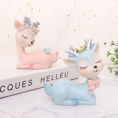 ตกแต่งรถการ์ตูน Sika Deer ตกแต่งเรซิ่นหัตถกรรมตกแต่งเค้ก, Blue, Pink