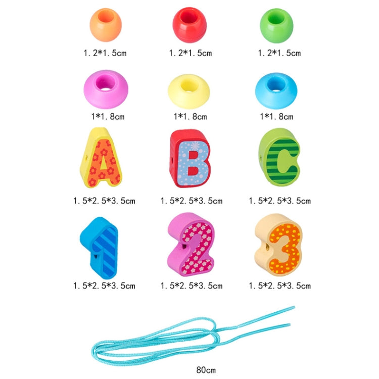 เด็กร้อยเกลียวของเล่นการศึกษาในช่วงต้นลูกปัดไม้ความรู้ความเข้าใจ, 60 PCS / Set Number+Animal