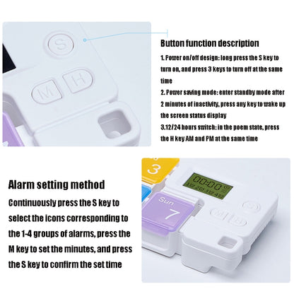TF-248 7-Cell Smart Timing Reminder กล่องยาพลาสติกกล่องเก็บยา, TF-248