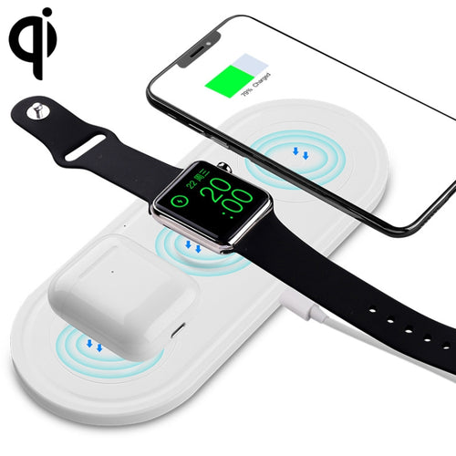 KT-W50A8 3 in 1 10W แท่นชาร์จไร้สายแบบมัลติฟังก์ชั่นสำหรับ iPhone / iWatch / AirPods