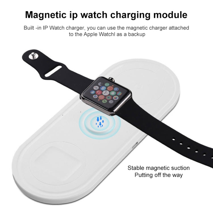 KT-W50A8 3 in 1 10W แท่นชาร์จไร้สายแบบมัลติฟังก์ชั่นสำหรับ iPhone / iWatch / AirPods