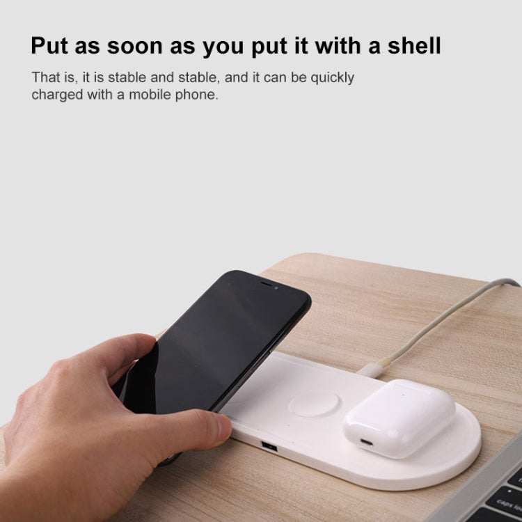 KT-W50A8 3 in 1 10W แท่นชาร์จไร้สายแบบมัลติฟังก์ชั่นสำหรับ iPhone / iWatch / AirPods