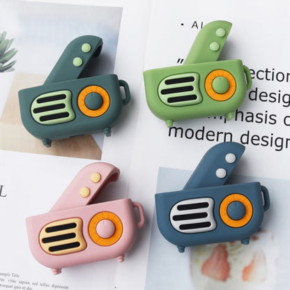 2 ชิ้น Retro วิทยุ รูปร่างฝาครอบป้องกันซิลิโคนสำหรับ AirPods Pro, Green, Blue Gray, Matcha Green, Pink, Green+Finger Ring