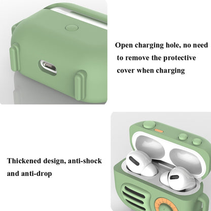 2 ชิ้น Retro วิทยุ รูปร่างฝาครอบป้องกันซิลิโคนสำหรับ AirPods Pro, Green, Blue Gray, Matcha Green, Pink, Green+Finger Ring