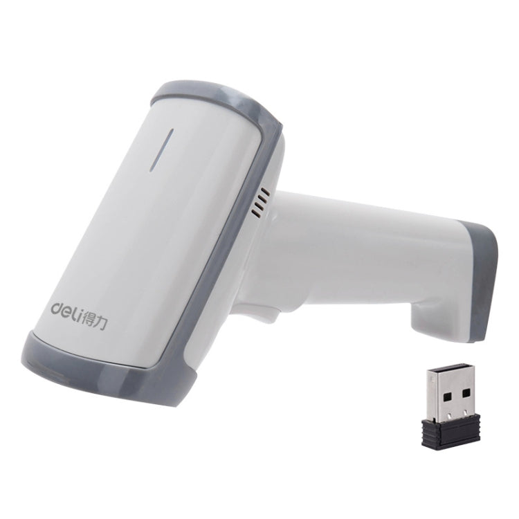 Deli 14950 เครื่องสแกนสองมิติหนึ่งมิติปืนสแกนการจัดเลี้ยงซูเปอร์มาร์เก็ต, Wired (White), Wireless (White)