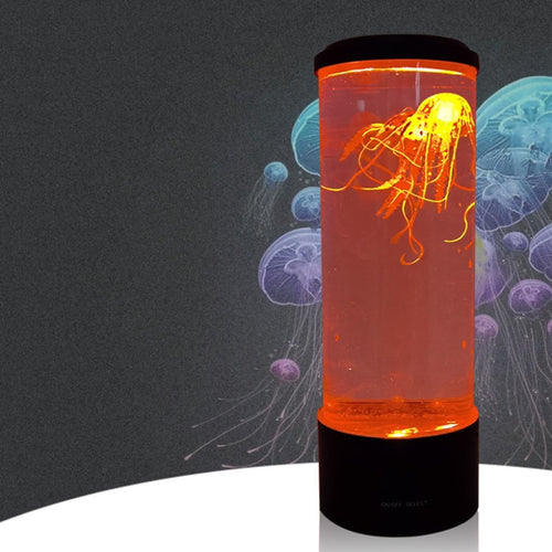 ทรงกระบอก LED แมงกะพรุนจำลองแสง USB ขับเคลื่อนแสงบรรยากาศแมงกะพรุนสีสันสดใส, 10.5 x 10.5 x 29.4cm