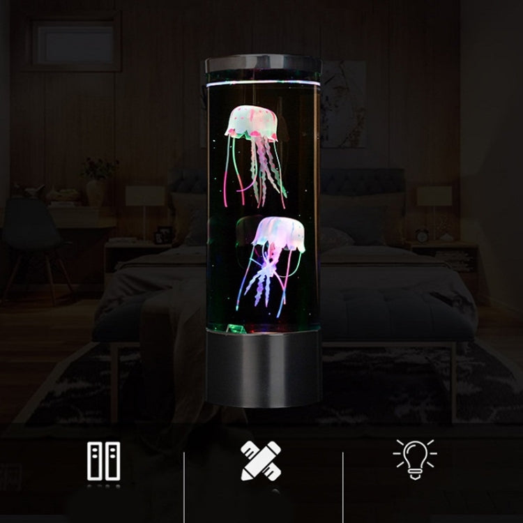 ทรงกระบอก LED แมงกะพรุนจำลองแสง USB ขับเคลื่อนแสงบรรยากาศแมงกะพรุนสีสันสดใส, 10.5 x 10.5 x 29.4cm