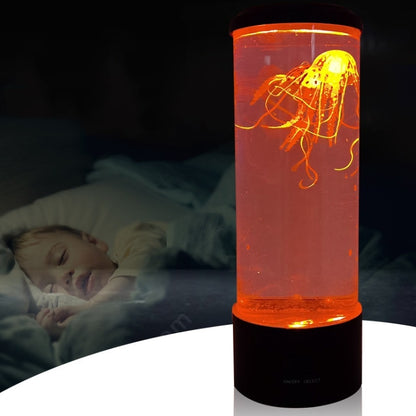 ทรงกระบอก LED แมงกะพรุนจำลองแสง USB ขับเคลื่อนแสงบรรยากาศแมงกะพรุนสีสันสดใส, 10.5 x 10.5 x 29.4cm