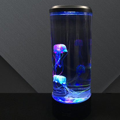 ทรงกระบอก LED แมงกะพรุนจำลองแสง USB ขับเคลื่อนแสงบรรยากาศแมงกะพรุนสีสันสดใส, 10.5 x 10.5 x 29.4cm