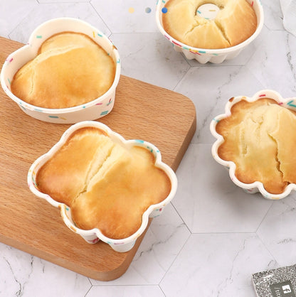 10 ชิ้นสร้างสรรค์ DIY ซิลิโคนเค้กถ้วยมัฟฟินถ้วยอบแม่พิมพ์สไตล์:, Flower-shaped  (Macron Green), Flower-shaped (Macron Pink), Flower-shaped  (Candy Color), Hollow  (Macron Cyan), Hollow  (Macron Pink), Hollow  (Candy Color), Heart-shaped (Macron Green) ...