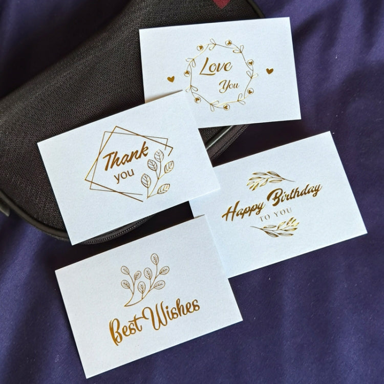 150 ชิ้นการ์ดแต่งงานขอบคุณข้อความของขวัญตกแต่งการ์ด Bronzing บัตรอวยพรดอกไม้, Blessing （White）, Thank You （White）, Love You （White）, Happy Birthday （White）, Blessing （Black）, Thank You （Black）, Love You （Black）, Happy Birthday （Black）