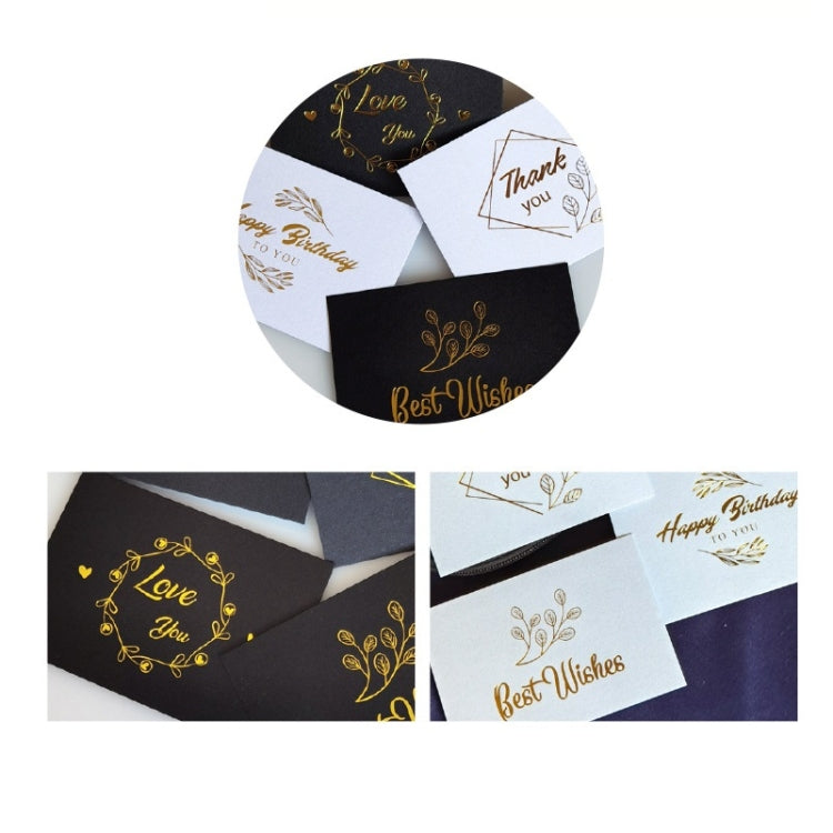 150 ชิ้นการ์ดแต่งงานขอบคุณข้อความของขวัญตกแต่งการ์ด Bronzing บัตรอวยพรดอกไม้, Blessing （White）, Thank You （White）, Love You （White）, Happy Birthday （White）, Blessing （Black）, Thank You （Black）, Love You （Black）, Happy Birthday （Black）