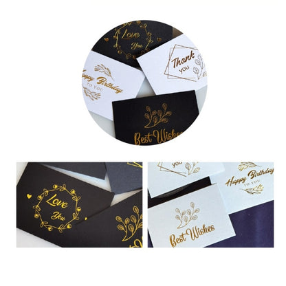 150 ชิ้นการ์ดแต่งงานขอบคุณข้อความของขวัญตกแต่งการ์ด Bronzing บัตรอวยพรดอกไม้, Blessing （White）, Thank You （White）, Love You （White）, Happy Birthday （White）, Blessing （Black）, Thank You （Black）, Love You （Black）, Happy Birthday （Black）