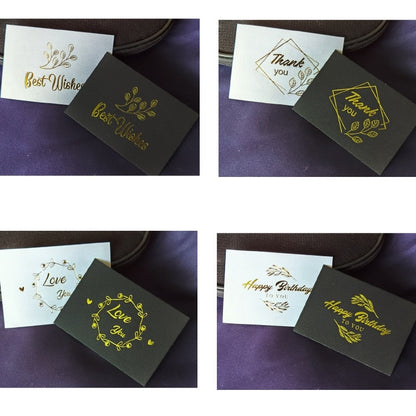 150 ชิ้นการ์ดแต่งงานขอบคุณข้อความของขวัญตกแต่งการ์ด Bronzing บัตรอวยพรดอกไม้, Blessing （White）, Thank You （White）, Love You （White）, Happy Birthday （White）, Blessing （Black）, Thank You （Black）, Love You （Black）, Happy Birthday （Black）