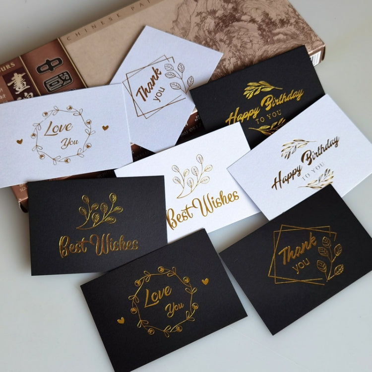 150 ชิ้นการ์ดแต่งงานขอบคุณข้อความของขวัญตกแต่งการ์ด Bronzing บัตรอวยพรดอกไม้, Blessing （White）, Thank You （White）, Love You （White）, Happy Birthday （White）, Blessing （Black）, Thank You （Black）, Love You （Black）, Happy Birthday （Black）