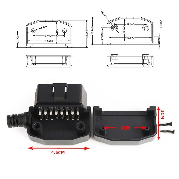 5 PCS 16PIN รถตัวเชื่อมต่อชาย OBD2 Connector ปลั๊ก + เชลล์ + สายการ์ด + สกรูปลั๊ก OBD J1962M, OBD Plug