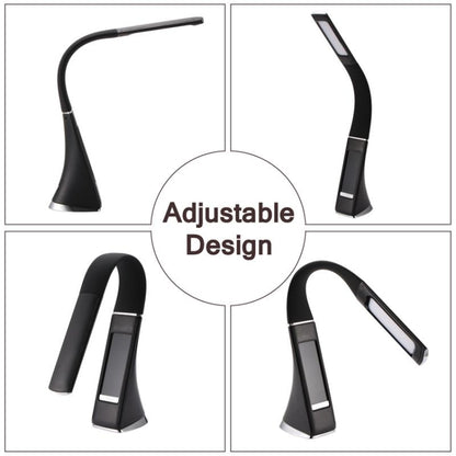 U2 5W โคมไฟตั้งโต๊ะพื้นผิวหนัง LED หรี่แสงได้ 3 ระดับพร้อมจอแสดงผลอุณหภูมิ/นาฬิกา/ปฏิทิน, Black
